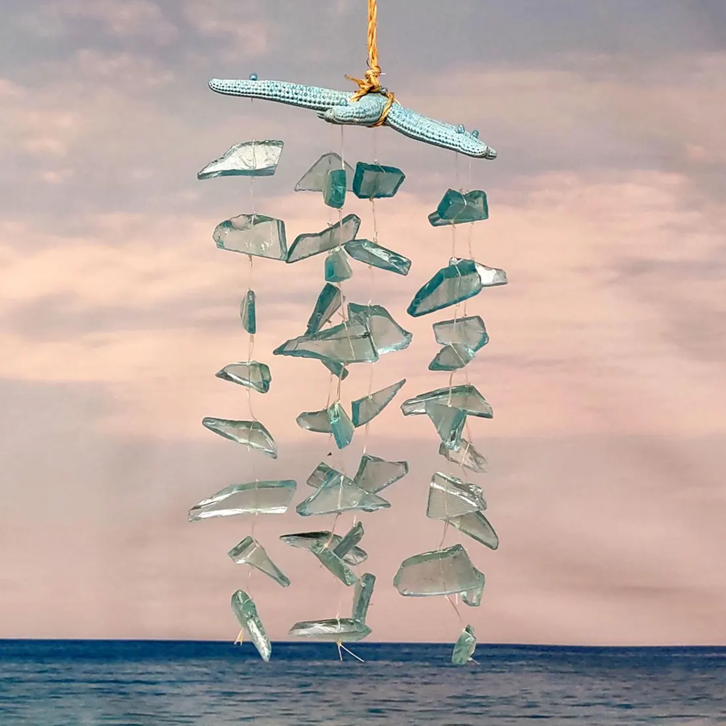 Meerblauer Seestern-Seeglas-Windspiel