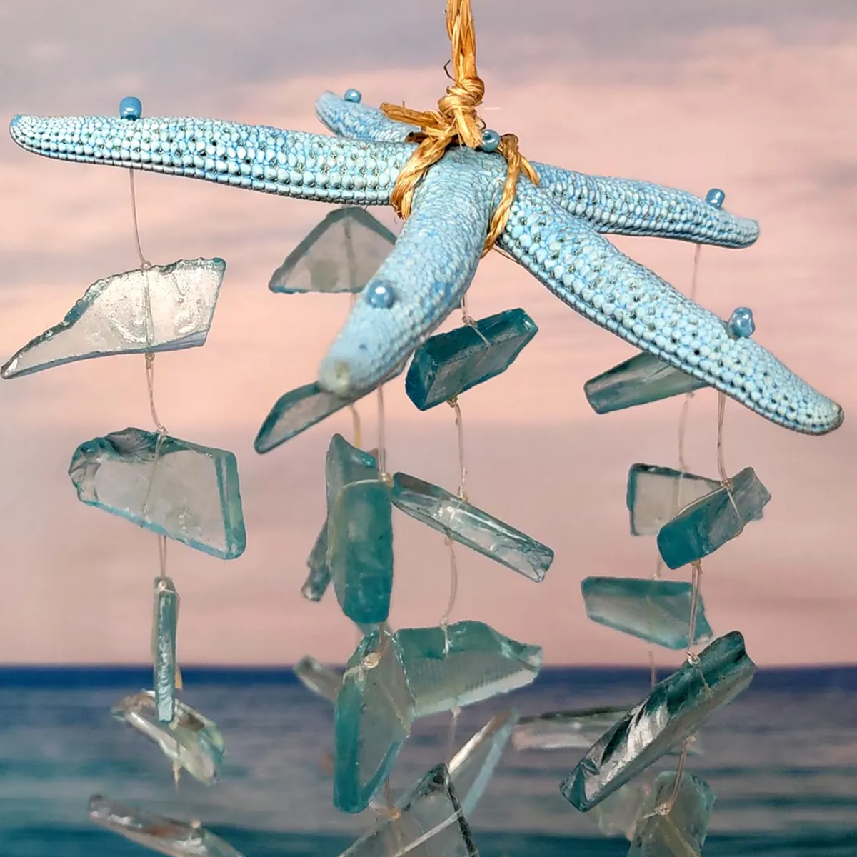 Meerblauer Seestern-Seeglas-Windspiel